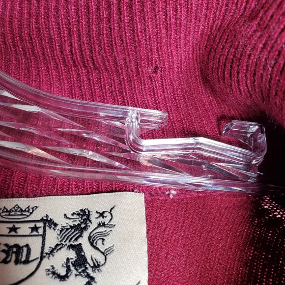 Juicy Couture Cashmere Zip Up Sweater Cardigan Size Medium Burgundy Red *FLAWS* - Picture 10 of 12